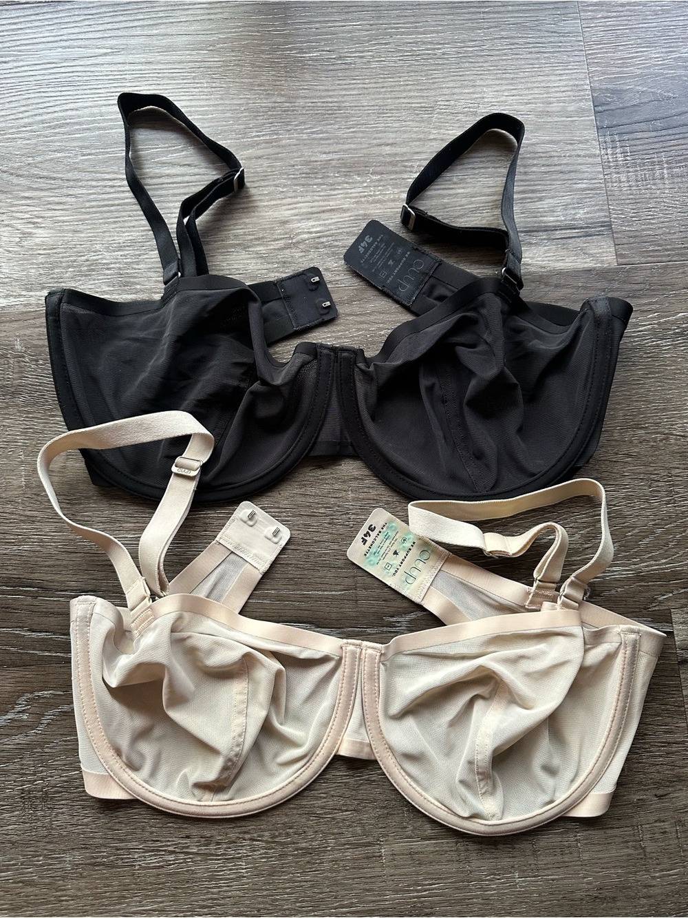 CUUP Unlined Underwire Bra Duo in Black and Nude